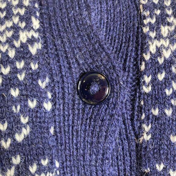 Vintage Jan Horrox Womens Blue Christmas Snowman Wool Button Up Cardigan Size 40 - Picture 8 of 11